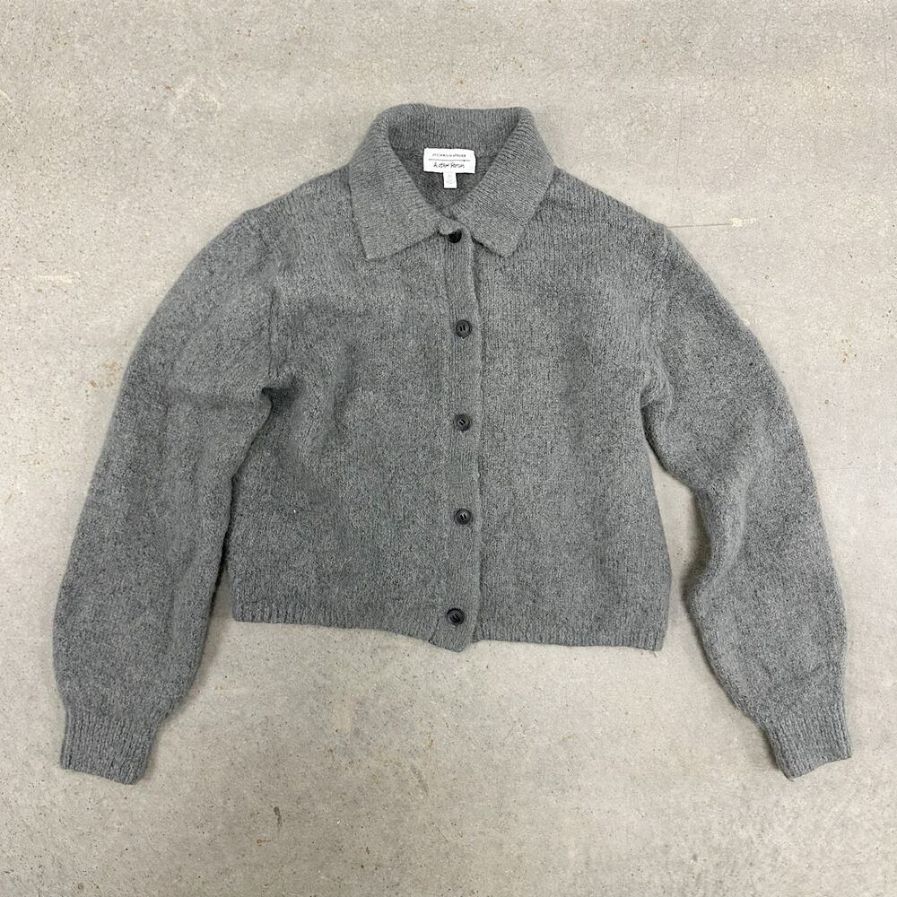& Other Stories Grey Alpaca Wool Collared Knit Cardigan Jacket Sweater Size S
